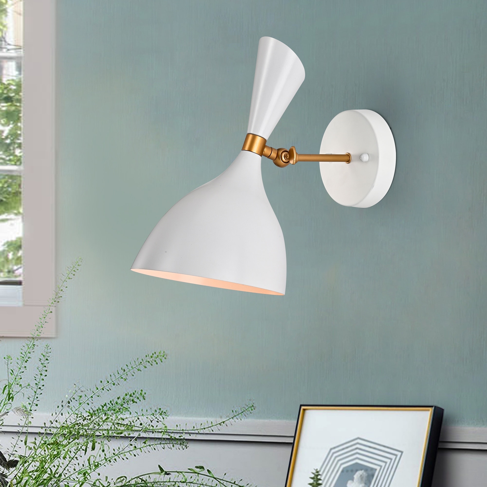 White and online gold sconce